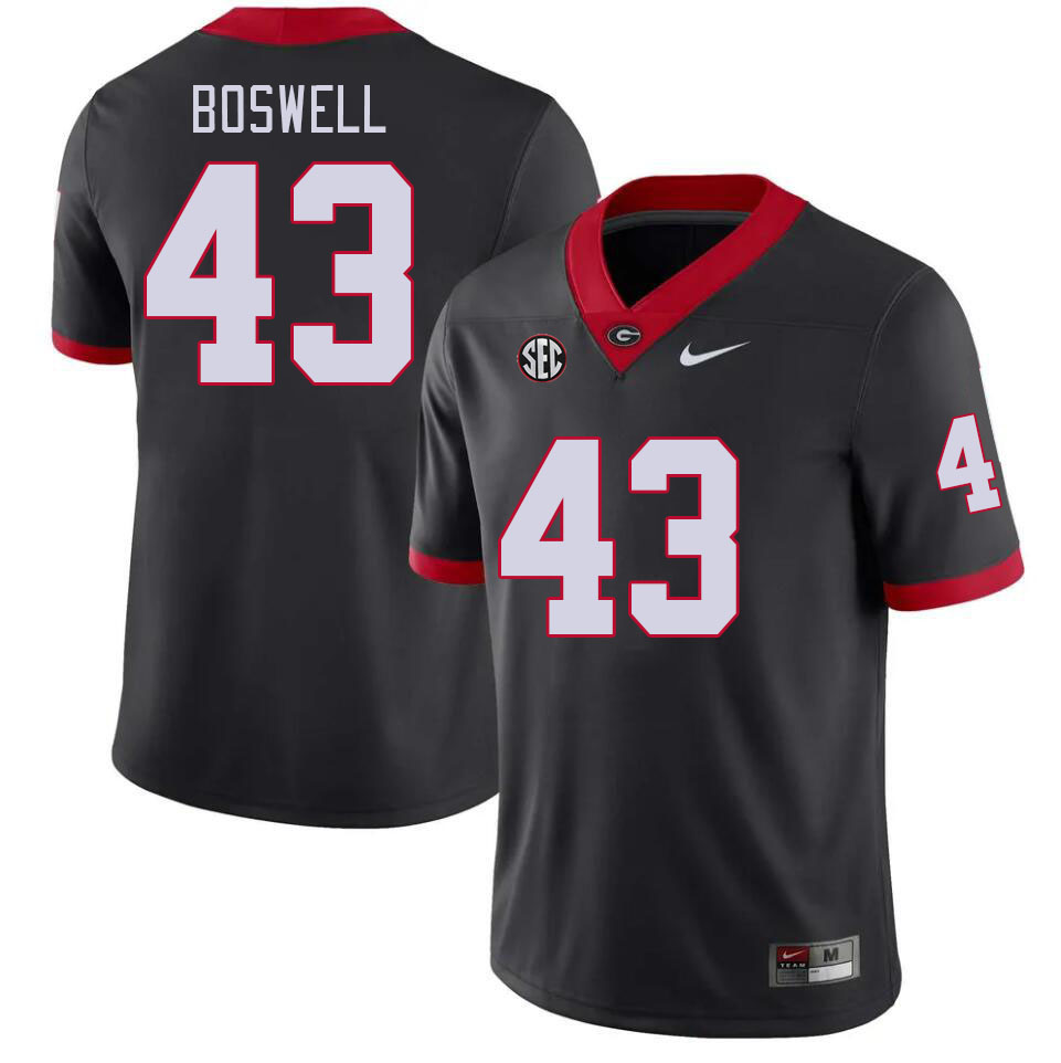 Men #43 James Boswell Georgia Bulldogs College Football Jerseys Stitched-Black - Click Image to Close